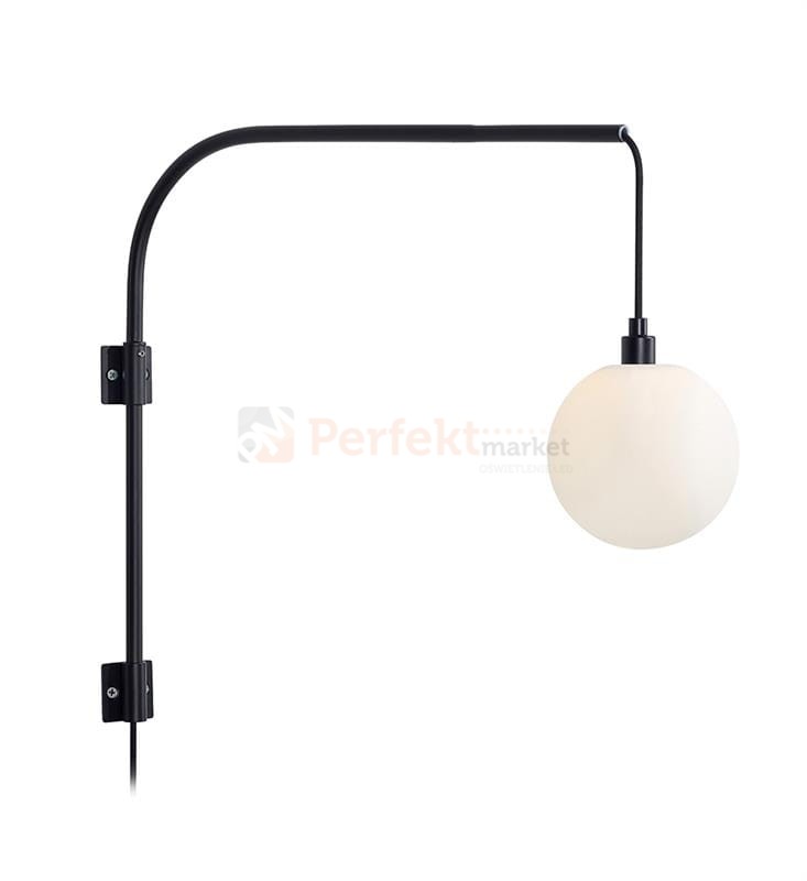 kinkiet na wysięgniku do salonu lampa_ścienna buddy kula szklana biała_kula 107494 Markslojd czarna modernizm chrom perfektmarket.jpg