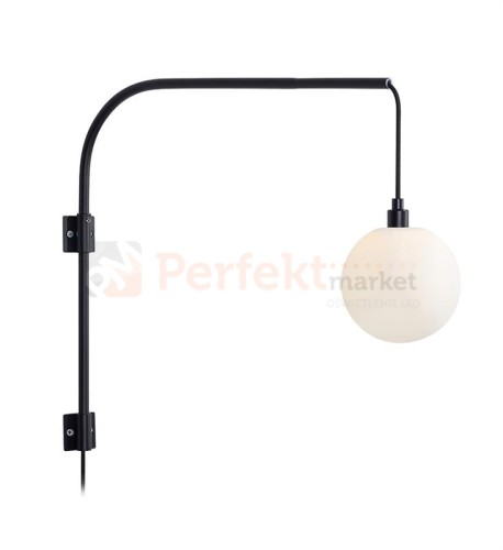 kinkiet na wysięgniku do salonu lampa_ścienna buddy kula szklana biała_kula 107494 Markslojd czarna modernizm chrom perfektmarket.jpg