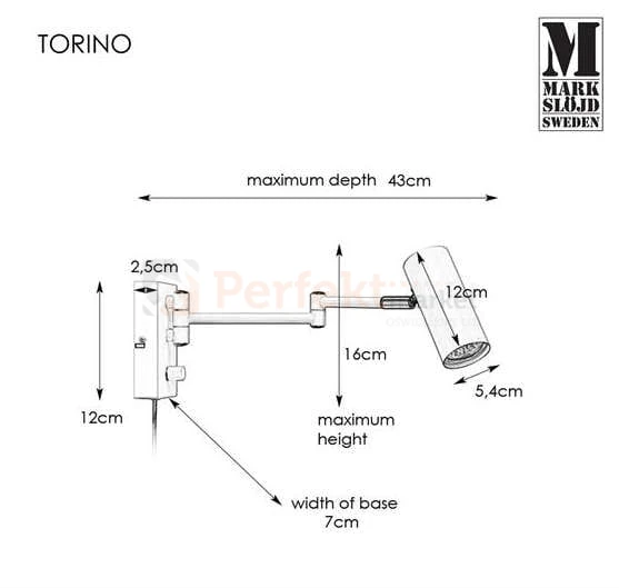 kinkiet regulowany na wysięgniku do sypialni GU10 markslojd torino biała 107538 perfektmarket.jpg