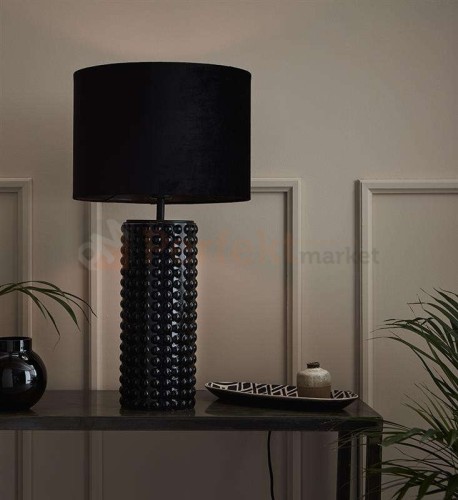 lampa stołowa biurkowa czarna glamour elegancka tekstylny_abażur czarny do sypialni proud 107483 Markslojd ceramika szklana restauracji do_hotelu perfektmarket.jpg