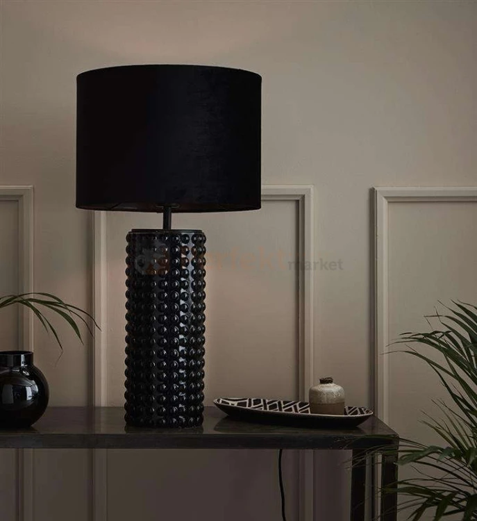 lampa stołowa biurkowa czarna glamour elegancka tekstylny_abażur czarny do sypialni proud 107483 Markslojd ceramika szklana restauracji do_hotelu perfektmarket.jpg