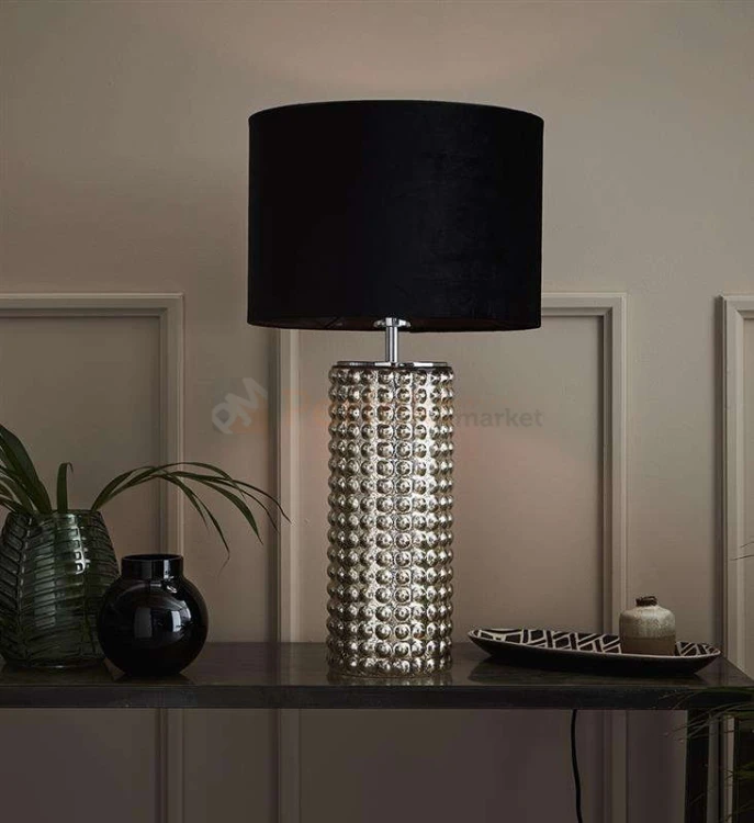 lampa stołowa biurkowa czarna glamour elegancka tekstylny_abażur czarny chrom do sypialni proud 107490 Markslojd ceramika szklana restauracji do_hotelu perfektmarket.jpg