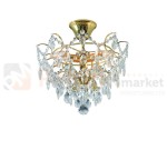lampa sufitowa plafon rosendal 3l złoty gold kryształowa złota okrągła pałacowa glamour crystal Markslojd 100538 perfektmarket.jpg