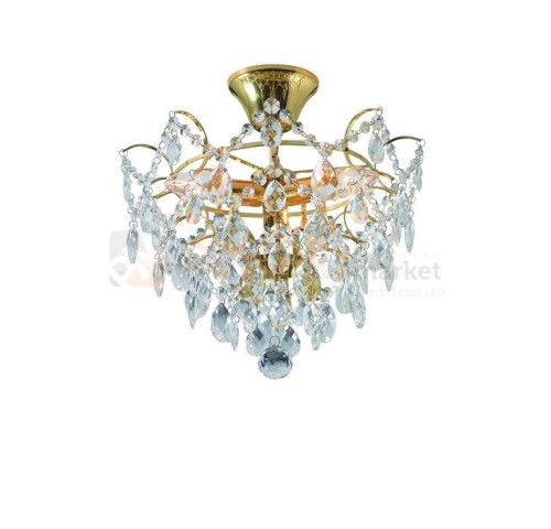 lampa sufitowa plafon rosendal 3l złoty gold kryształowa złota okrągła pałacowa glamour crystal Markslojd 100538 perfektmarket.jpg