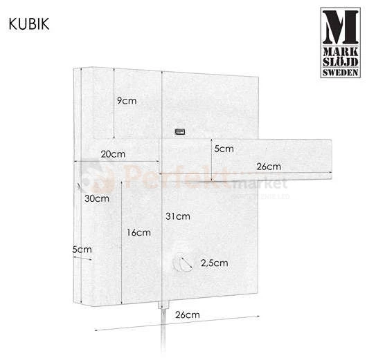 Lampa ścienna kinkiet LED design Kubik Markslojd 5W 106899 ładowarka USB biała