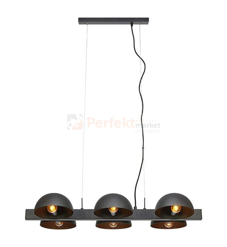 Lampa wisząca minimalistyczna Flamingo Markslojd 6L 107138 zwis edison listwa czarna