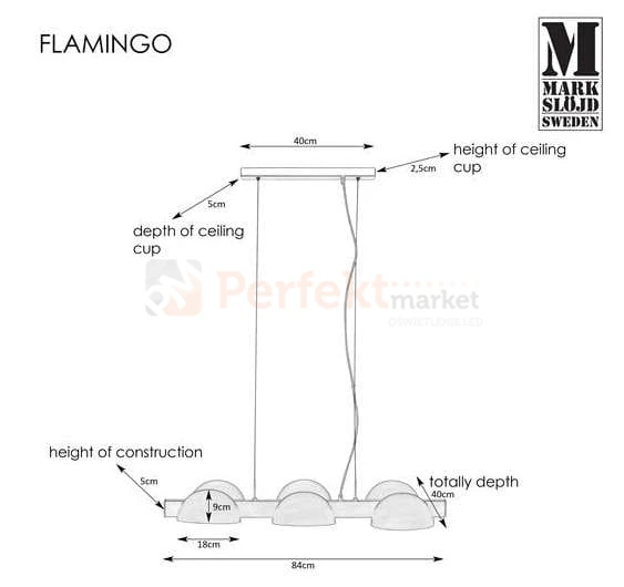Lampa wisząca minimalistyczna Flamingo Markslojd 6L 107138 zwis edison listwa czarna