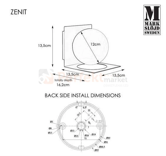 kinkiet na wysięgniku do salonu lampa_ścienna zenit kula szklana biała_kula 107488 Markslojd modernizm perfektmarket.jpg