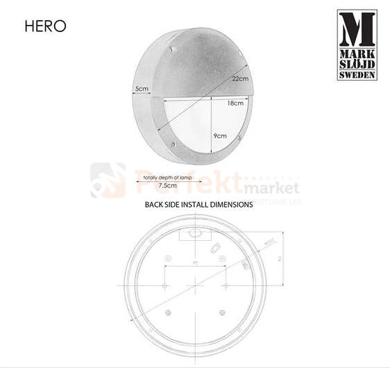 lampa ścienna elewacyjna zewnętrzna kinkiet elewacyjny LED Hero okrągła czarna do_hotelu do_restauracji do_łazienki wodoodporna Markslojd 106519 perfektmarket.jpg