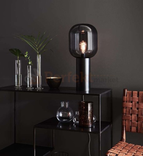 lampa stołowa biurkowa  retro modernistyczna modernizm elegancka szklana szkło przydymiona czarny do sypialni brooklyn 107479 Markslojd  perfektmarket.jpg