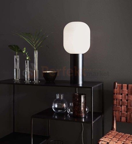 lampa stołowa biurkowa  retro modernistyczna modernizm elegancka szklana szkło przydymiona czarny do sypialni brooklyn 107480 Markslojd  perfektmarket.jpg