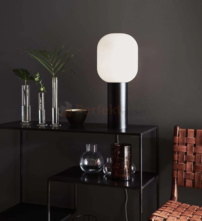 lampa stołowa biurkowa  retro modernistyczna modernizm elegancka szklana szkło przydymiona czarny do sypialni brooklyn 107480 Markslojd  perfektmarket.jpg