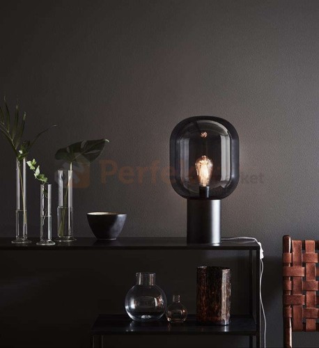 lampa stołowa biurkowa  retro modernistyczna modernizm elegancka szklana szkło przydymiona czarny do sypialni brooklyn 107481 Markslojd  perfektmarket.jpg
