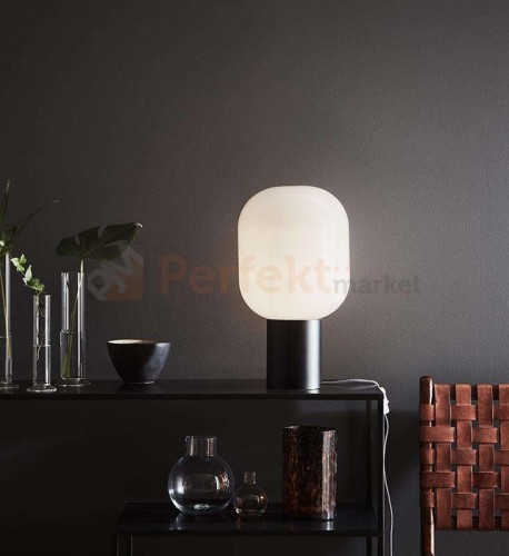 lampa stołowa biurkowa  retro modernistyczna modernizm elegancka szklana szkło biała czarny do salonu brooklyn 107482 Markslojd  perfektmarket.jpg