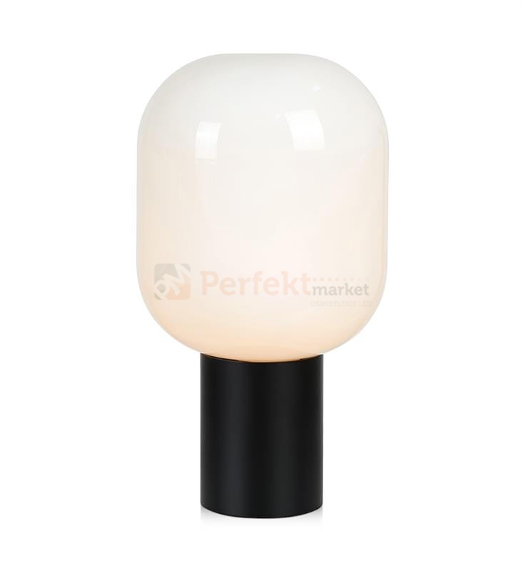 lampa stołowa biurkowa  retro modernistyczna modernizm elegancka szklana szkło biała czarny do salonu brooklyn 107482 Markslojd  perfektmarket.jpg