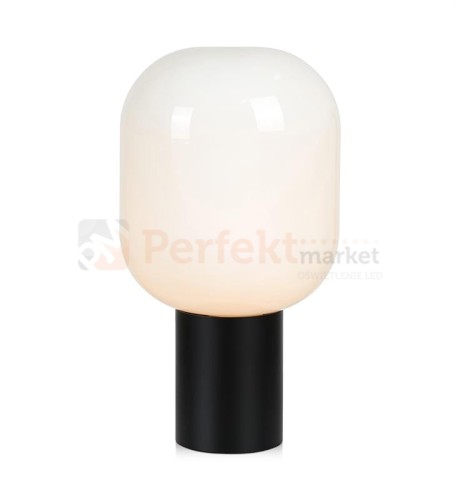 lampa stołowa biurkowa  retro modernistyczna modernizm elegancka szklana szkło biała czarny do salonu brooklyn 107482 Markslojd  perfektmarket.jpg