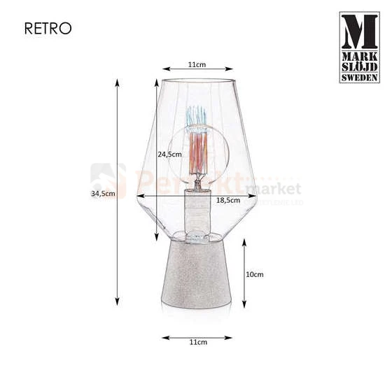 lampa stołowa biurkowa  retro modernistyczna modernizm elegancka szklana szkło przydymiona czarny do sypialni Retro 107131 Markslojd  perfektmarket.jpg