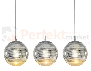 Lampa wisząca szklana Mila II 3P 3 kule chrom