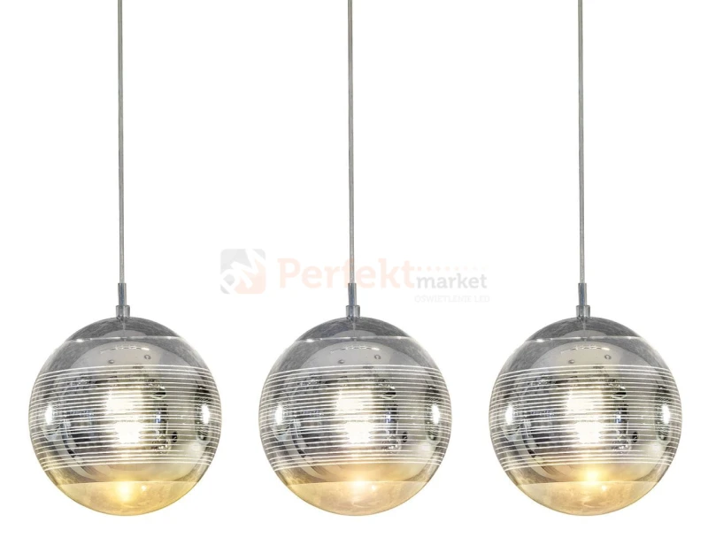 Lampa wisząca szklana Mila II 3P 3 kule chrom