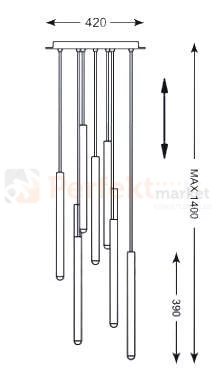 Lampa wisząca Loya pendant 9l  srebrna biała tuba chrom oświetlenie_LED led P0461-09C-B5SB Zuma Line perfektmarket.jpg