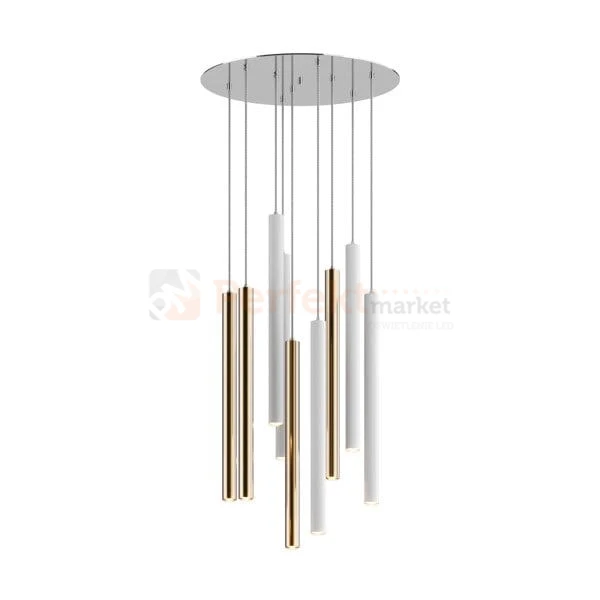 Lampa wisząca Loya pendant 9l  srebrna biała tuba chrom oświetlenie_LED led P0461-09C-B5SB Zuma Line perfektmarket.jpg