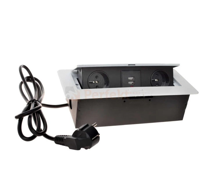 Media Port power_port powerport mediaport blatowy wpuszczany 2x230V  2xUSB  ładowarka 5V oval sklep perfektmarket hurtownia elektryczna
