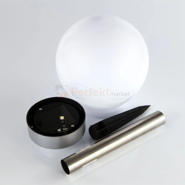 lampa ogrodowa solarna LED oświetlenie_led kula biała panel_słoneczny fotowoltaiczny czujka zmierzchu czujnik_zmierzchu