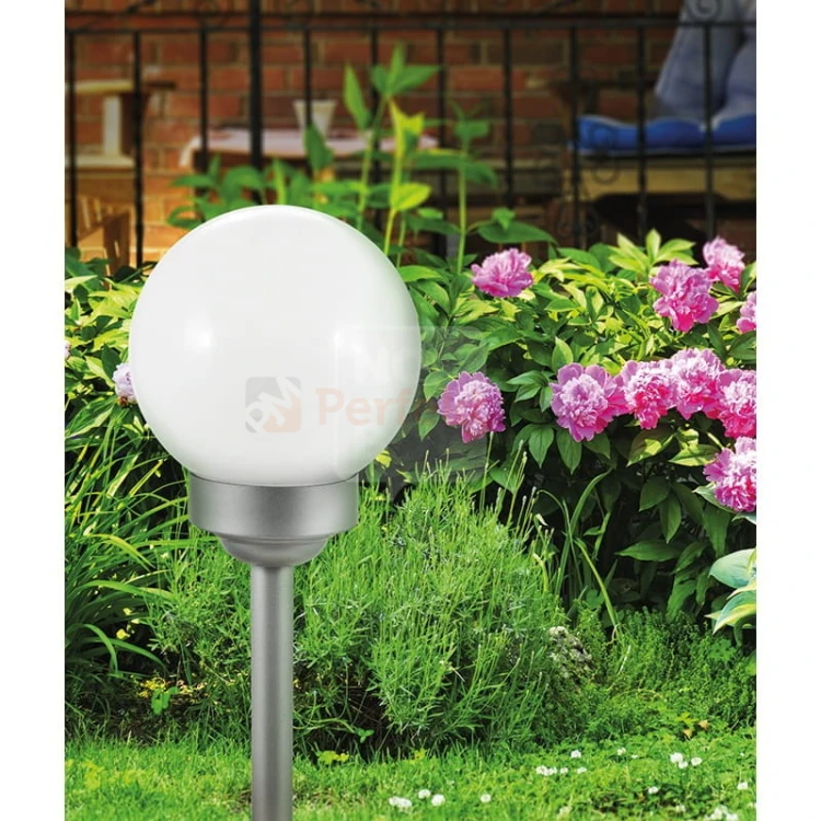 lampa ogrodowa solarna LED oświetlenie_led kula biała panel_słoneczny fotowoltaiczny czujka zmierzchu czujnik_zmierzchu