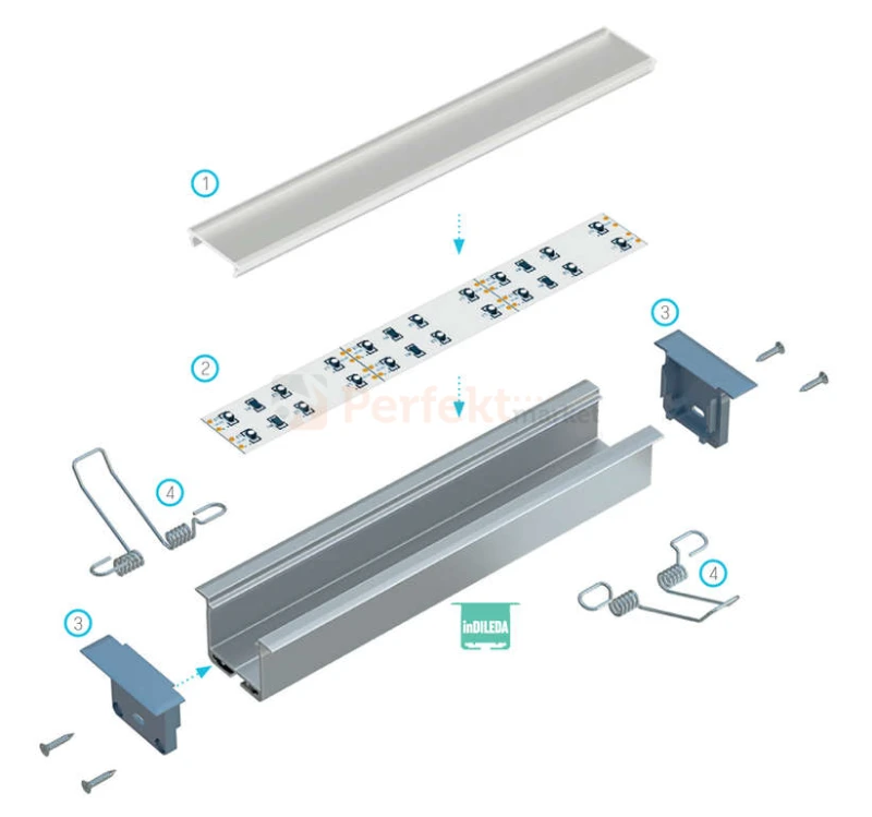 Zaślepki do profilu inDileda aluminium z otworem