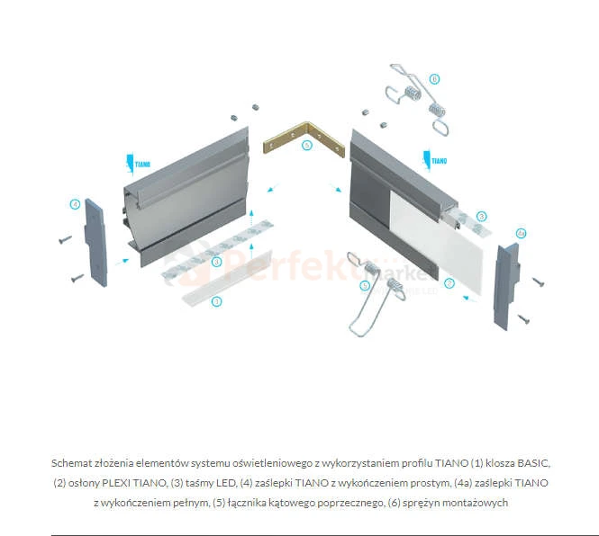 klosz tiano mleczny profil aluminiowy oświetlenie schodowe perfektmarket sklep_z _oświetleniem oświetlenie_LED schemat instalacji rysunek
