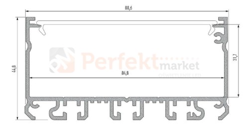 profil aluminiowy meblowy oświetlenie_led led głęboki szeroki szerszy wpuszczany napowierzchniowy Largo srebrny anodowany perfektmarket wymiary rozmiar rysunek