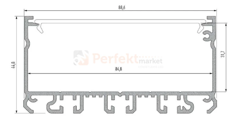 Profil aluminiowy Largo do taśm LED napowierzniowy srebrny anodowany 1 mb
