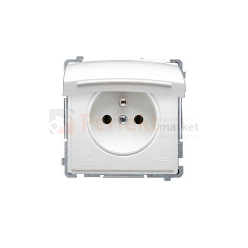 Gniazdo wtyczkowe pojedyncze w wersji IP44 - klapka w kolorze pokrywy biały 16A oświetlenie_led LED biały Simon Basic BMGZ1BZ.01/11 perfektmarket hurtownia_olsztyn