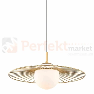 Lampa wisząca Italux Sally MDM-4003/1 GD druciana klosz ball szklany mleczny złota