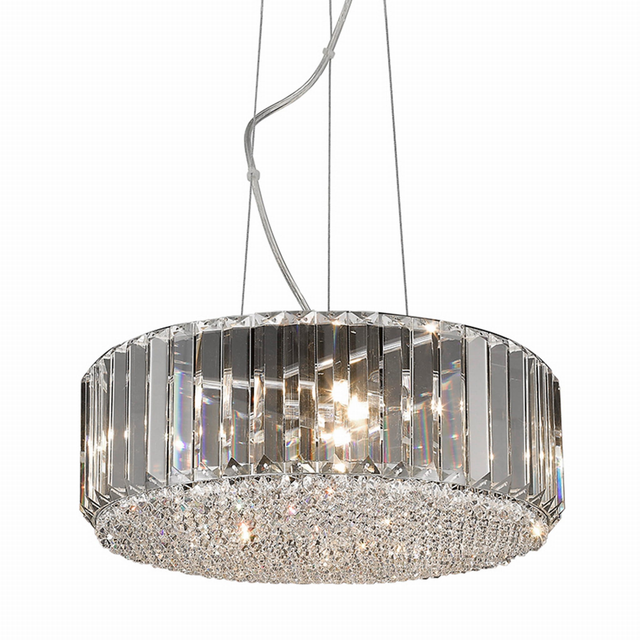 lampa wisząca kryształowa dekoracyjna ozdobna okrągła chrom biały srebrny E27 PRINCE Lampa sufitowa P0360-05B-F4AC oświetlenie_led zuma line perfektmarket