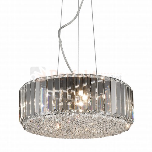 lampa wisząca kryształowa dekoracyjna ozdobna okrągła chrom biały srebrny E27 PRINCE Lampa sufitowa P0360-05B-F4AC oświetlenie_led zuma line perfektmarket