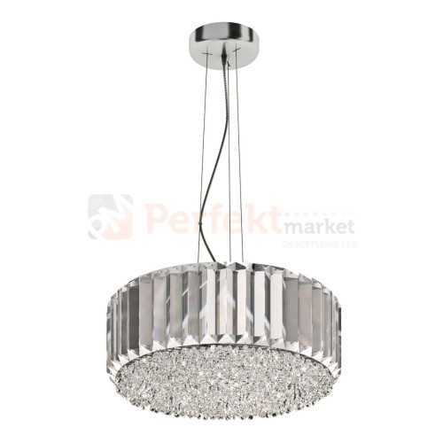 lampa wisząca kryształowa dekoracyjna ozdobna okrągła chrom biały srebrny E27 PRINCE Lampa sufitowa P0360-05B-F4AC oświetlenie_led zuma line perfektmarket