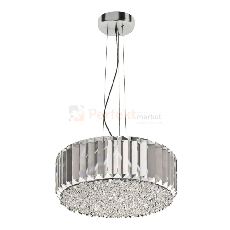 lampa wisząca kryształowa dekoracyjna ozdobna okrągła chrom biały srebrny E27 PRINCE Lampa sufitowa P0360-05B-F4AC oświetlenie_led zuma line perfektmarket