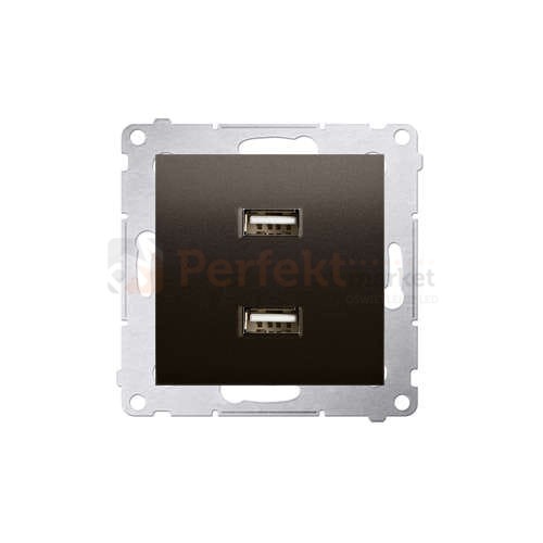 Simon 54 ładowarka do komórki USB podwójne białe DC2USB.01/46 brąz mat bez ramki perfektmarket