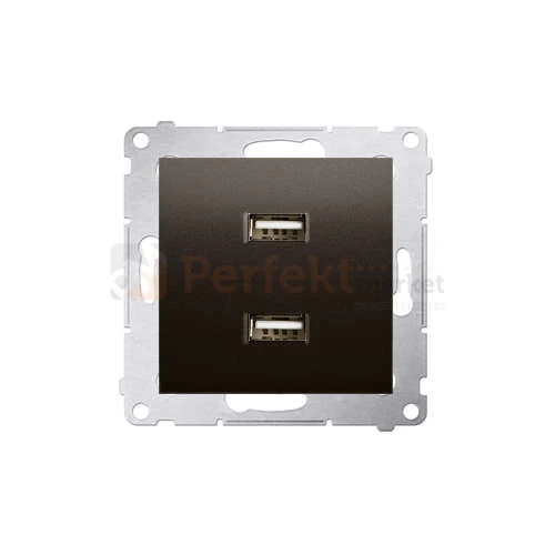 Simon 54 ładowarka do komórki USB podwójne białe DC2USB.01/46 brąz mat bez ramki perfektmarket