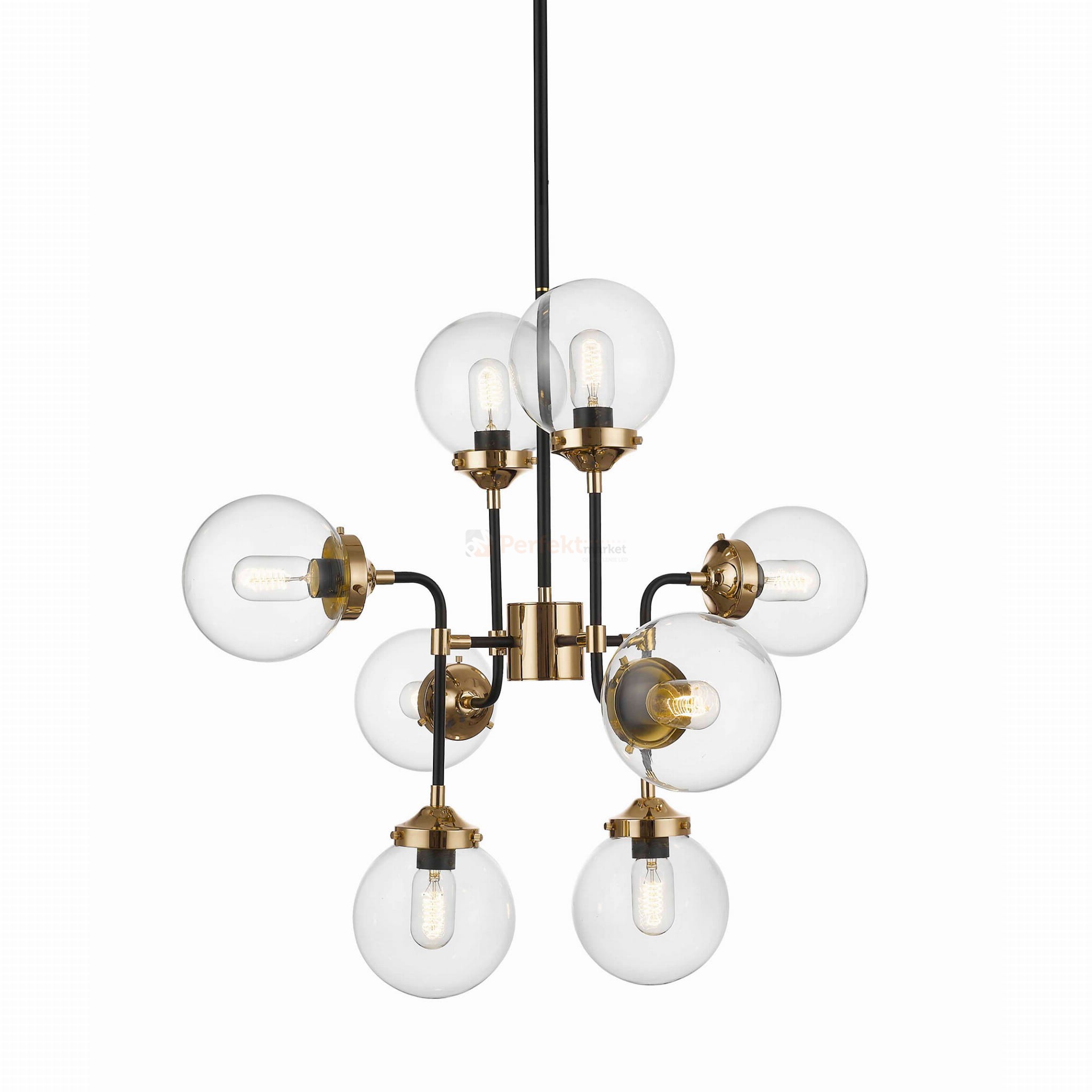 P0454-08D-SDAC RIANO LAMPA WISZĄCA GOLD+BLACK+CLEAR