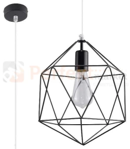 Lampa wisząca druciana design Gaspare czarna geometryczna