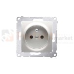 DGZ1Z.01/43 Simon 54 gniazdo pojedyncze z_uziemieniem z osłonami styków srebrne srebrny_mat metalizowany bez ramki perfektmarket