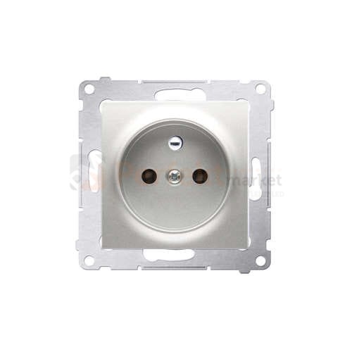 DGZ1Z.01/43 Simon 54 gniazdo pojedyncze z_uziemieniem z osłonami styków srebrne srebrny_mat metalizowany bez ramki perfektmarket