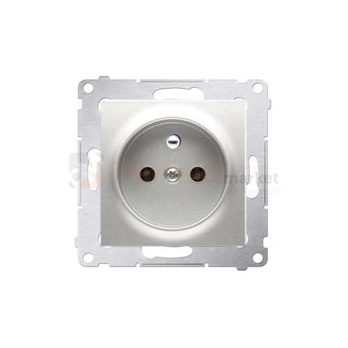 DGZ1Z.01/43 Simon 54 gniazdo pojedyncze z_uziemieniem z osłonami styków srebrne srebrny_mat metalizowany bez ramki perfektmarket