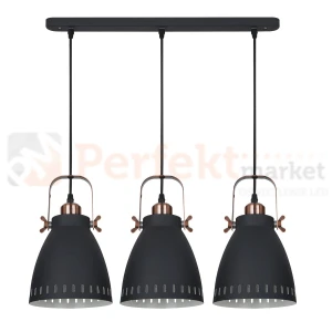 Italux Franklin MD-HN8026S-3-B+RC lampa wisząca czarna piaskowany, czerwona miedź