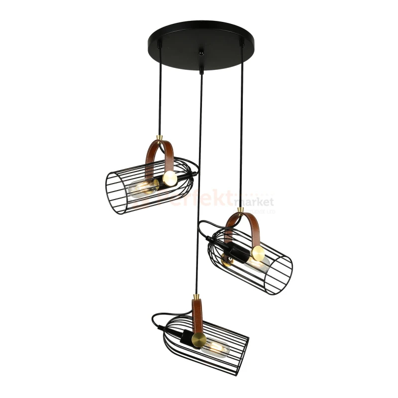 Italux PND-2445-3-BK lampa wisząca czarny