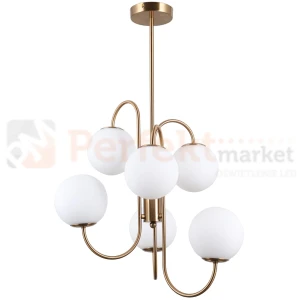 Italux PND-5500-6-HBR lampa wisząca Gela mosiądz miodowy kula mleczna