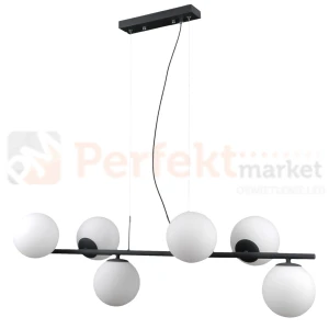 Italux PND-5510-6-BK lampa wisząca Raddi czarny mleczna kula