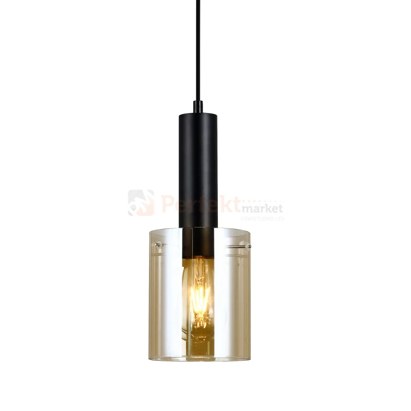 Italux PND-5581-1-BK+AMB lampa wisząca czarny